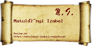 Matulányi Izabel névjegykártya